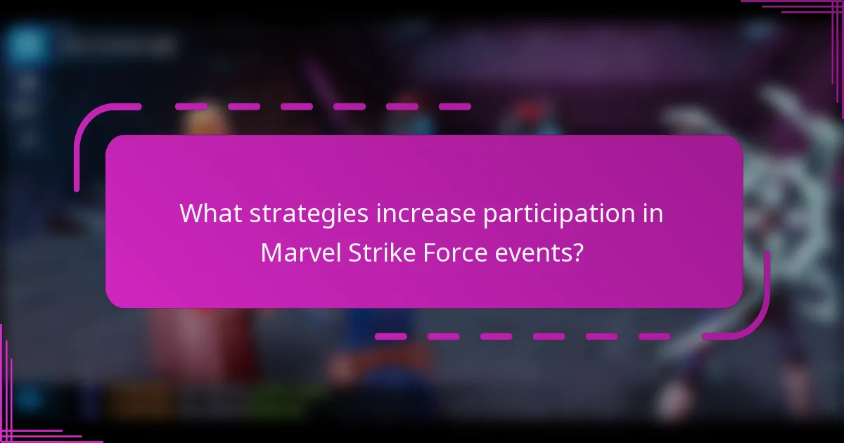 What strategies increase participation in Marvel Strike Force events?